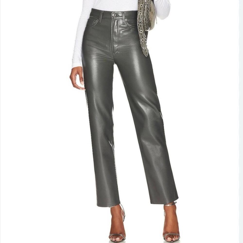NEW Size 29 AGOLDE Recycled Leather 90's Pinch Waist Straight Leg Pant in Marker